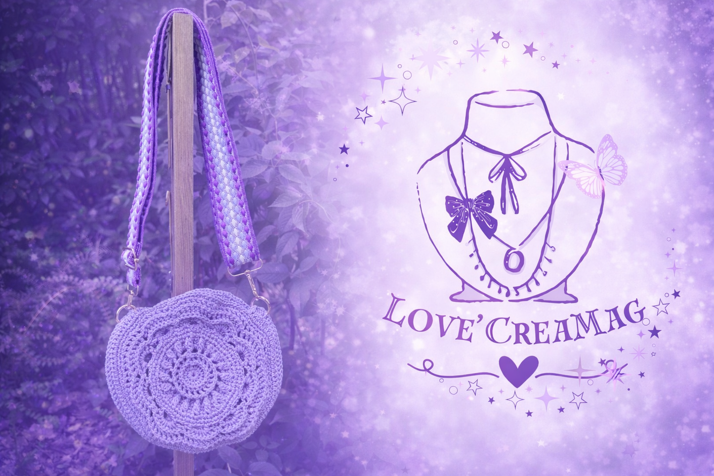 đ Sac rond crochetĂ© artisanal â Violet féérique