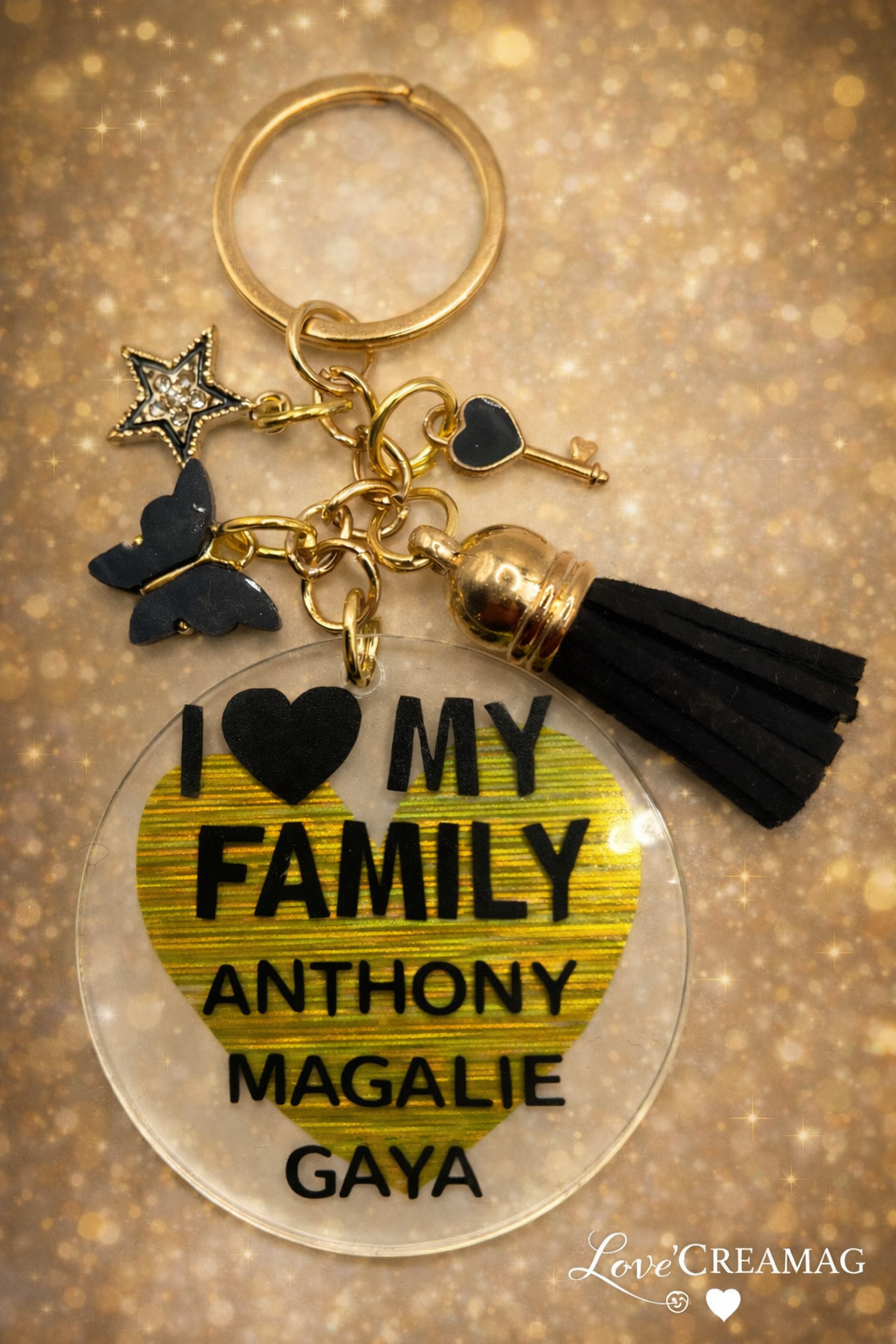 💛 Porte-clés personnalisé I ❤️ My Family
