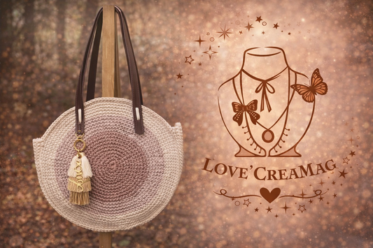 🤎 Sac rond crocheté avec bijou de sac artisanal – Esprit bohème chic