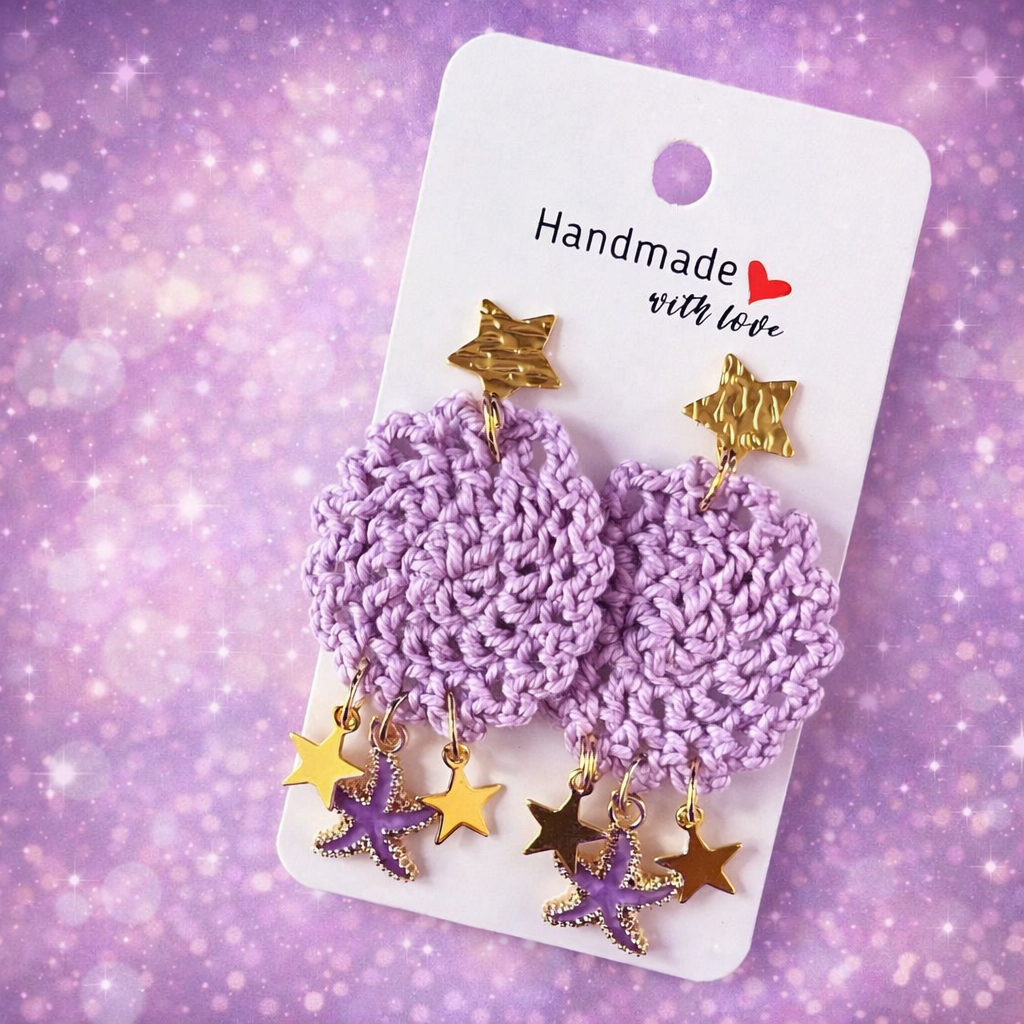 💜 Boucles d’oreilles crochetées « Étoiles & Rêves »