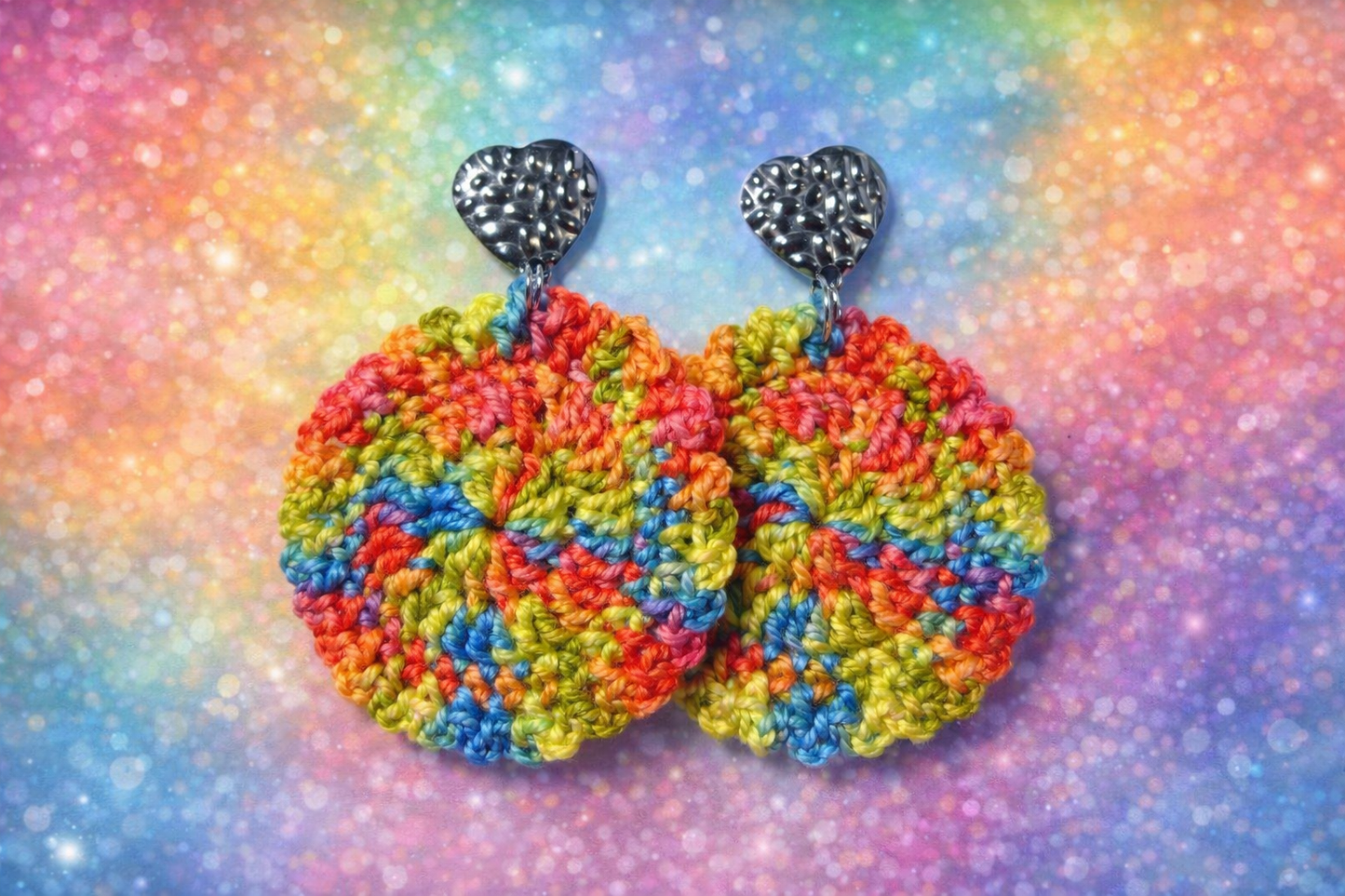 🌈 Boucles d’oreilles crochetées multicolores « Arc-en-ciel »